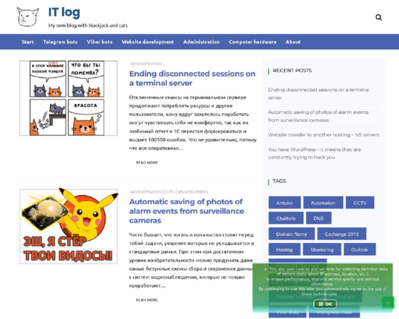 Изображение скриншота сайта - Log.TopSites - Это свой собственный блог о программировании на Ардуино и PHP